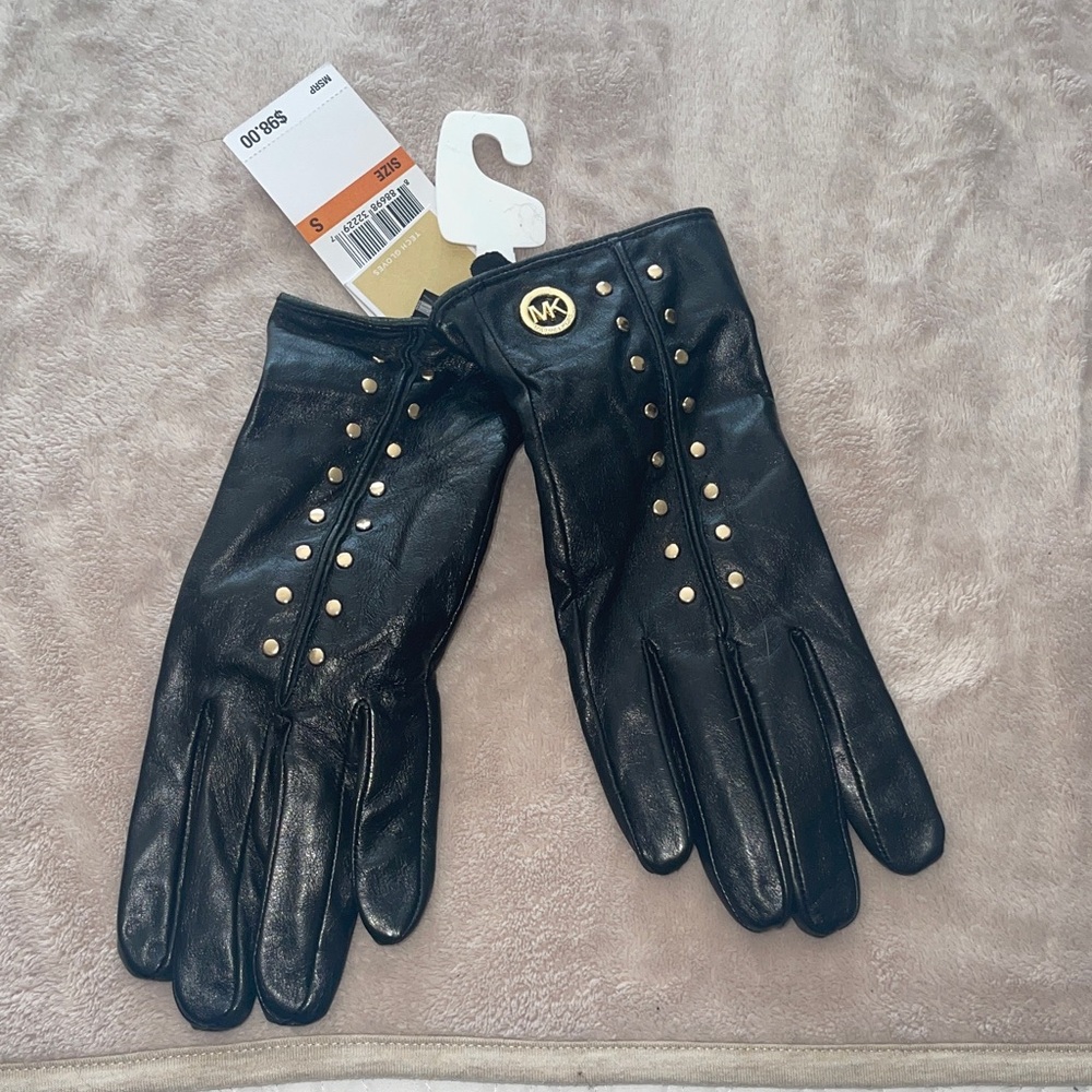 Michael Kors Black Gloves with Gold Accents